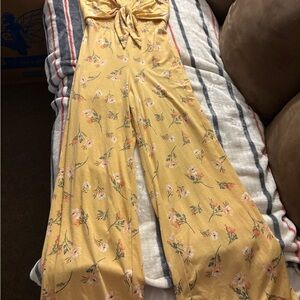 NOBO Yellow Floral Romper with Waist Tie size M